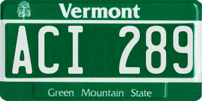 VT license plate ACI289