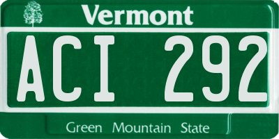 VT license plate ACI292
