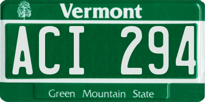 VT license plate ACI294