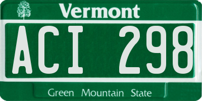 VT license plate ACI298