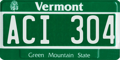 VT license plate ACI304