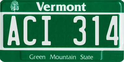 VT license plate ACI314