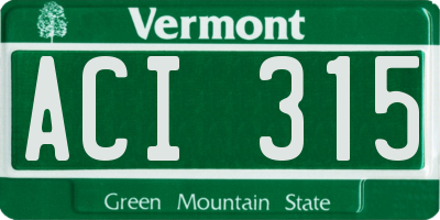 VT license plate ACI315