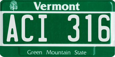 VT license plate ACI316