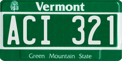 VT license plate ACI321