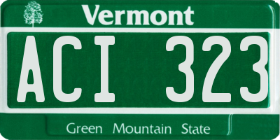 VT license plate ACI323