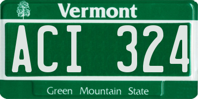 VT license plate ACI324