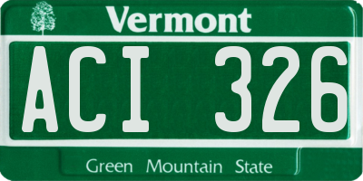 VT license plate ACI326