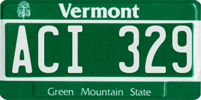 VT license plate ACI329