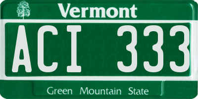 VT license plate ACI333