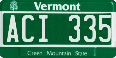VT license plate ACI335