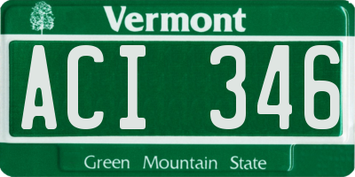 VT license plate ACI346