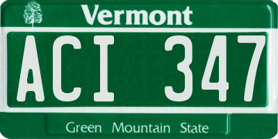 VT license plate ACI347