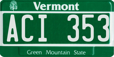 VT license plate ACI353