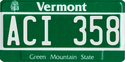 VT license plate ACI358