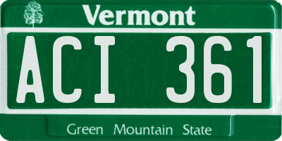 VT license plate ACI361