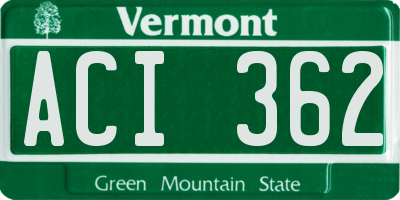 VT license plate ACI362