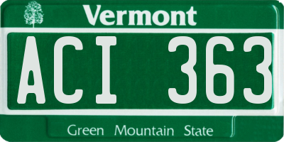 VT license plate ACI363