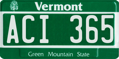 VT license plate ACI365