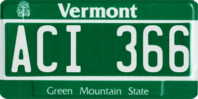 VT license plate ACI366