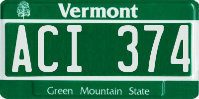 VT license plate ACI374