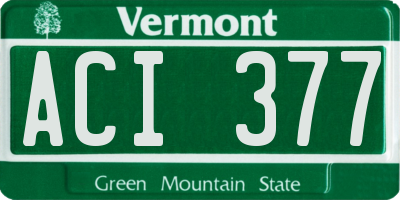 VT license plate ACI377