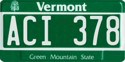 VT license plate ACI378