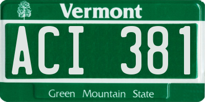 VT license plate ACI381