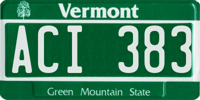 VT license plate ACI383
