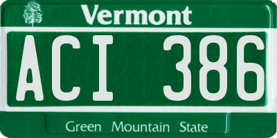 VT license plate ACI386
