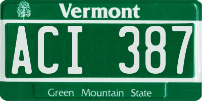 VT license plate ACI387