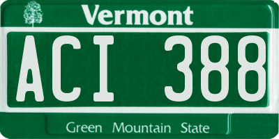 VT license plate ACI388