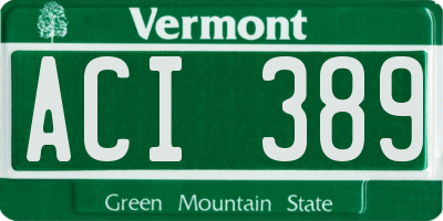 VT license plate ACI389