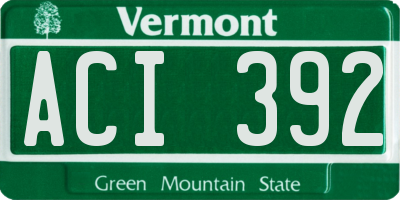 VT license plate ACI392