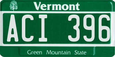 VT license plate ACI396