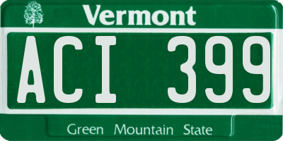 VT license plate ACI399