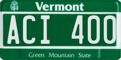 VT license plate ACI400