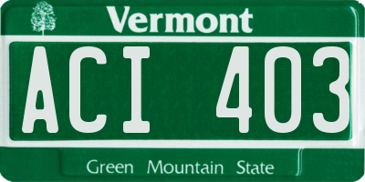 VT license plate ACI403
