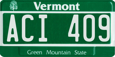 VT license plate ACI409