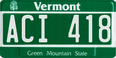 VT license plate ACI418