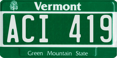 VT license plate ACI419