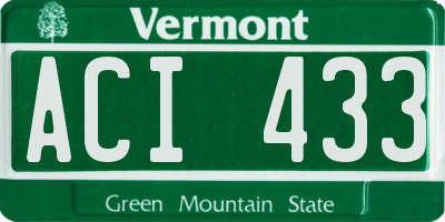 VT license plate ACI433