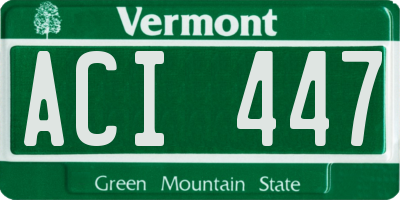VT license plate ACI447