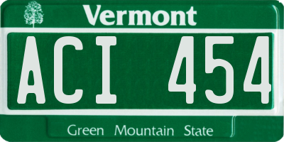 VT license plate ACI454