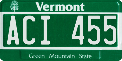 VT license plate ACI455