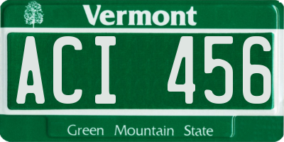 VT license plate ACI456