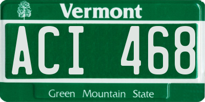 VT license plate ACI468
