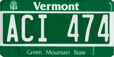 VT license plate ACI474