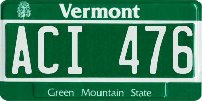 VT license plate ACI476