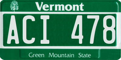 VT license plate ACI478